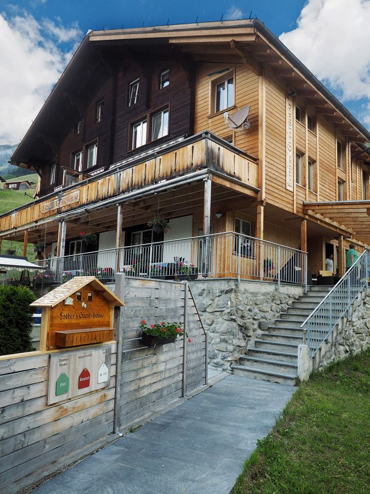 Terrace of Esther's Guesthouse with mountain views